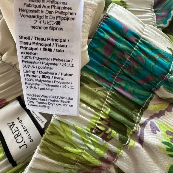 J CREW Collection Pull On Crop Pant in Ratti Leafy Floral Satin Flowy Size 0 - Picture 12 of 13